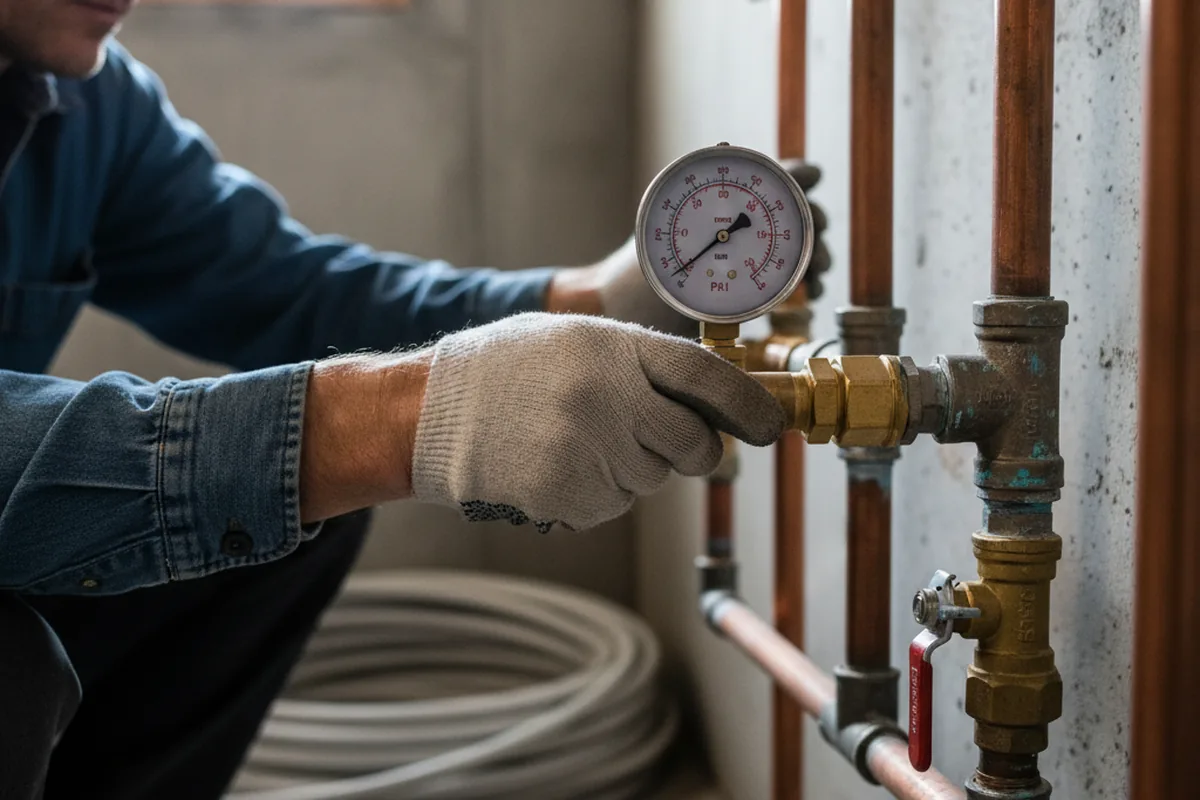Pressure testing a repaired line during Water Line Repair in Newington